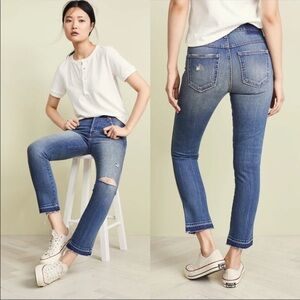 AMO Babe Divebar Destroy Distressed Raw Hem Crop Ankle Slim Fit Jeans size 28